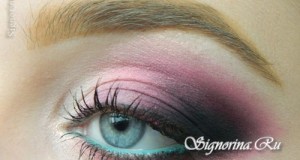 Вечерний макияж Смоки айс с ярко-розовыми тенями: урок пошагово