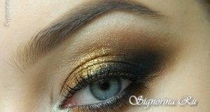 Яркий дымчатый макияж c золотыми тенями на Новый год: мастер-класс с фото
